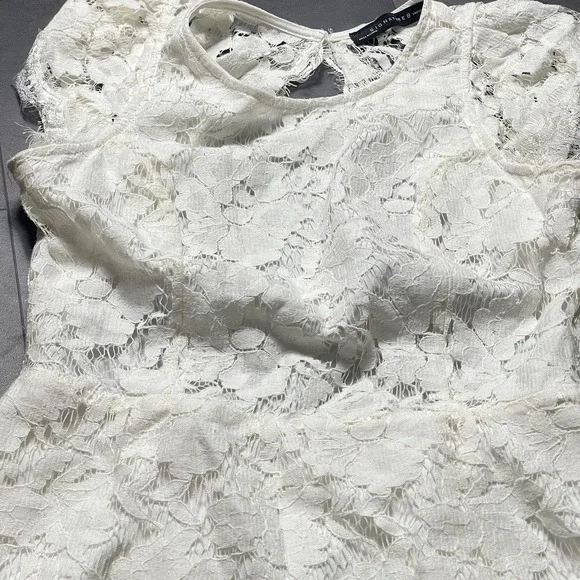 Signature‎ Eight White LACE LINED SLEEVELESS SUMMER DRESS SZ M F-124 - Picture 3 of 8